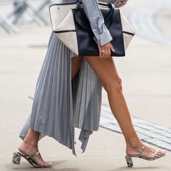 By Far Tanya Snake Print Block Heel Leather Two Strap Sandal 40 10 - Picture 3 of 9